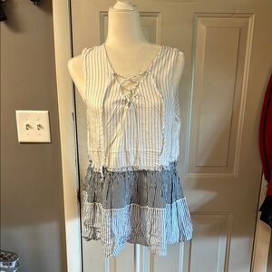 Maurices Black and White Striped Sleeveless Blouse